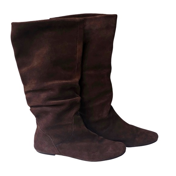 Unbranded Shoes - Steve Madden Womens Dark Brown Suede Slouchy Flat Pull On Mid Calf Boots Sz 8.5